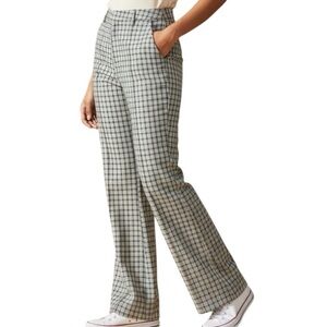 Urban Outfitters Plaid Flare Trousers in Blue Check Size 6